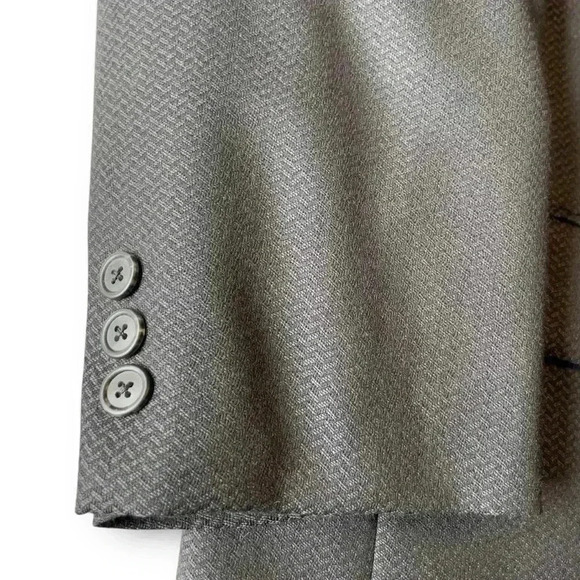 Hardy Amies Vtg Blazer 100% Wool Suit Jacket Sport Coat 42R Herringbone Black - Picture 2 of 8